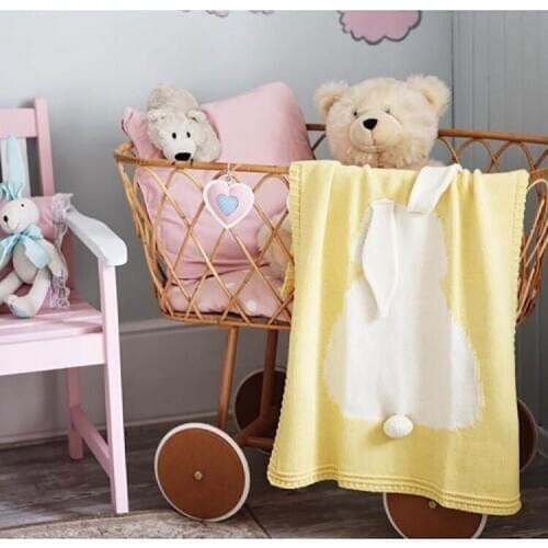 New Cartoon Explosion Rabbit Ears Childrens Cotton Knitted Blanket Throw Bedding Sofa/Air Mantas Sofa Cover Plaids Cobertor