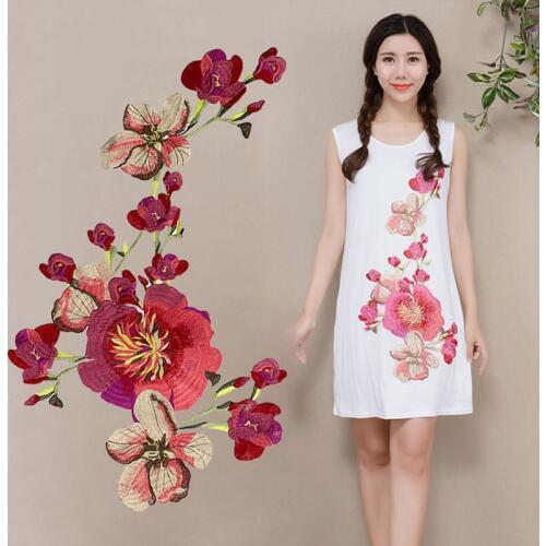 New Plum Blossom Flower Collar Sew on Patch Applique Badge Embroidered Lace Dress Cheongsam Clothes Decor DIY Accessories