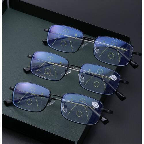 Unisex Blue Light Blocking Presbyopia Glasses Multifocal Reading Glasses Progressive Anti Glare Eye Strain Readers Eyeglasses