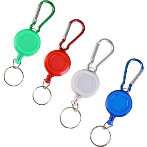 Portable Fly Fishing Rope Tape Measure Tool Retractor Keychain Retractable Reel Badge Holder Fly Fishing Carabiner Clip
