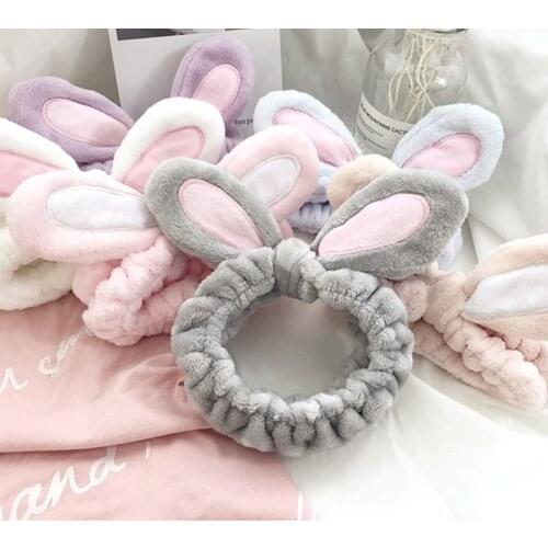 Cartoon Rabbit Ears Hairband Elastic Cotton Hairband Drying Dryer Towel Hair Cap Bath Wrap Women Girl Shower Cap