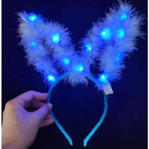 Beautiful LED Light Up Hairband Bunny Rabbit Ears Bow Headband Party Holiday Gift