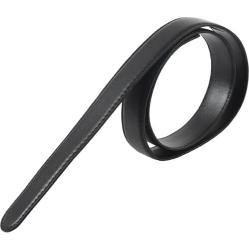 Luxury Mens Leather Automatic Ribbon Waist Strap Belt Without Buckle Black