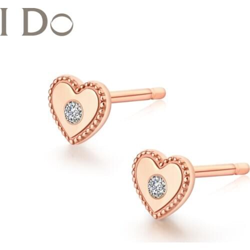 I Do Heart Series 18 K Gold Genuine Diamond Earring Real 18 K Gold Earring Love Gift For Women Excellent Cut