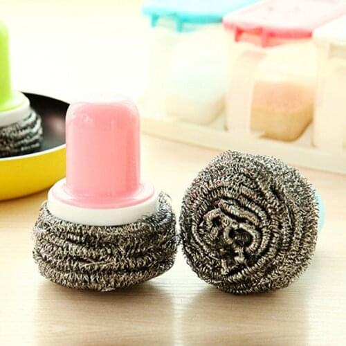 1pc Kitchen Cleaning brush Stainless Steel Replaceable Wire Ball Brush Pan Dish Tile Sink Kitchen Bathroom Cleaning Tools