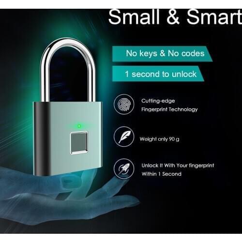 SY3010 USB Rechargeable Smart Keyless Fingerprint Electric Lock IP65 Waterproof Anti-Theft Security Padlock Door Luggage Lock