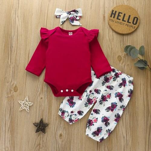 TALLOLY childrens three-piece spring and autumn models European and American trendy baby long-sleeved romper printed trousers