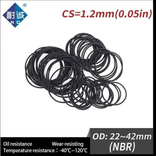 10PCS/lot free shipping Rubber Black NBR CS1.2mm OD22/28/42mm O Ring Seal Rubber Gasket Nitrile Oil Rings Washer
