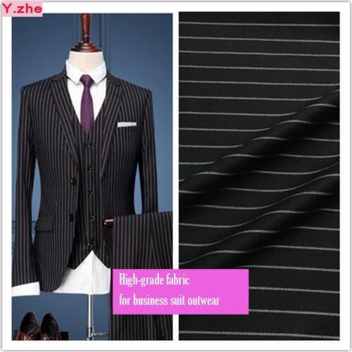 High-grade Black Striped Business Suit Fabric Wide 150cm Stretch Meter Fabric DIY Sewing Man Women Dress Outwear Fabric