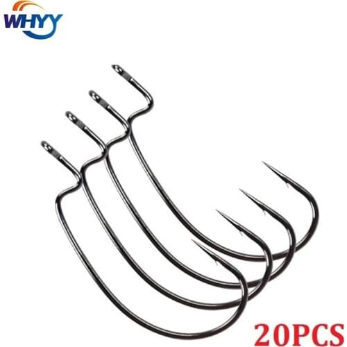 20pcs/ Set Fishing Hook High Carbon Steel Wide Crank Offset Fishhook Anti-corrosion And Sharp hook tip fishing hook