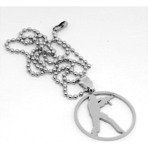 Bead chain necklace mens statement Shootout pendant stainless steel Steampunk friendship necklace hip hop necklaces wholesale