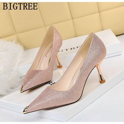 Wedding Shoes Stiletto Bling Heels Party Shoes For Women Glitter Extreme High Heels Sexy Designer Shoes Luxury Heels 2021 Buty