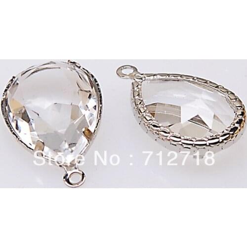 Miasol 10 Pcs 12x16 MM Faceted Crystal Teardrop Water Drop Charm Pendant For Diy Jewelry Making