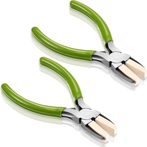 2Packs Flat Nose Plier with Nylon Head Jewelry Making Plier Beading Looping Plier