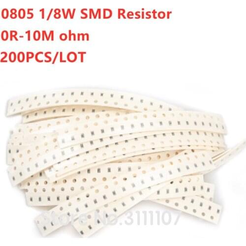 200PCS 0805 SMD 1/8W Chip Resistor 0R~10M 0R ~ 10M 0 10R 100R 270R 330R 470R 1K 4.7K 10K 47K 220K 0 10 100 330 470 ohm Resistanc