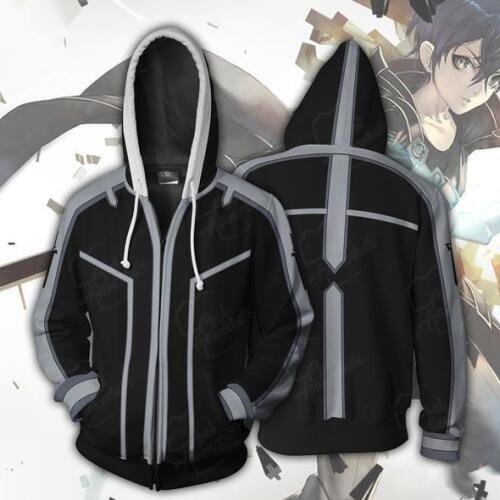 2018 Anime Sword Art Online Kirito Asuna Yuuki Cosplay Hoodies Costumes Men Women Spring Jacket Zipper hoodie coat S-5XL