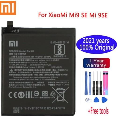 100% Original Replacement Battery For XiaoMi Mi9 SE Mi 9SE BM3M Genuine Phone Battery 3070mAh+Gift Tools +Stickers