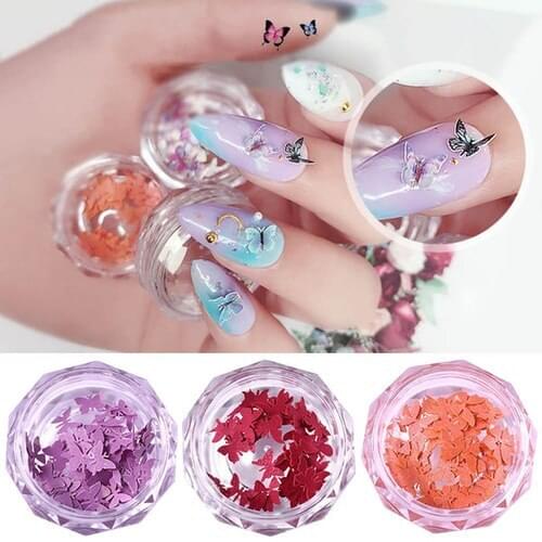 3D Butterfly Nail Glitter Sequins Holographic Simulation Butterfly Nail Glitter Acrylic Paillettes Sparkle Nail Art Decoration
