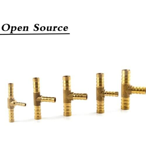 4 5 6 8 10 12 14 19 mm Brass Pneumatic Tower Barb Pipe Fittings T-type Tee Oil Water Gas Adapter
