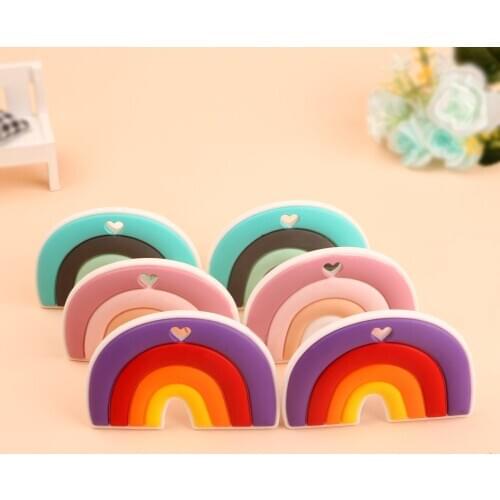 Kovict 5/10pcs Silicone Baby Teether Rainbow Rodent Baby Teething Toys Chewable Animal Shape Baby Products Nursing Gift