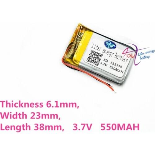 5pieces/lot) lithium polymer battery 612338 062238 3.7V MP3 MP4 MP5 GPS DVD DIY Speaker millet Bluetooth 550MAH