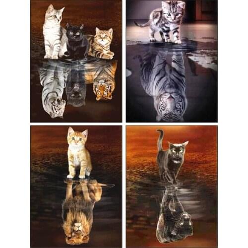 PDMDOG Diamond Mosaic Cat 5D Diamond Painting Kit Animal Full Square Diamond Embroidery Sale Rhinestone Picture Decor Home