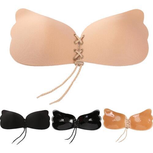 Sexy Seamless Strapless Bra Womens Super Push Up Bra Self-Adhesive Silicone Wedding Party Underwear A B C D E F Cup Fly Bras