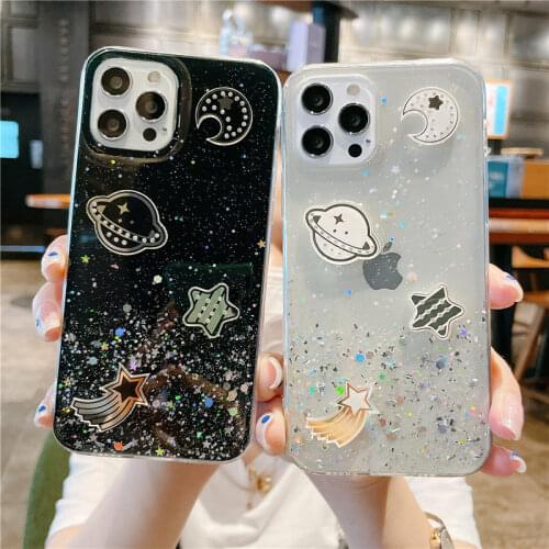 Glitter Cute Planet Stars Moon Clear Soft Case For Samsung S8 S9 S10 Plus S10e A9 A7 J8 A6 2018 J4 J6 Plus S20FE A11 M31 A41 A31