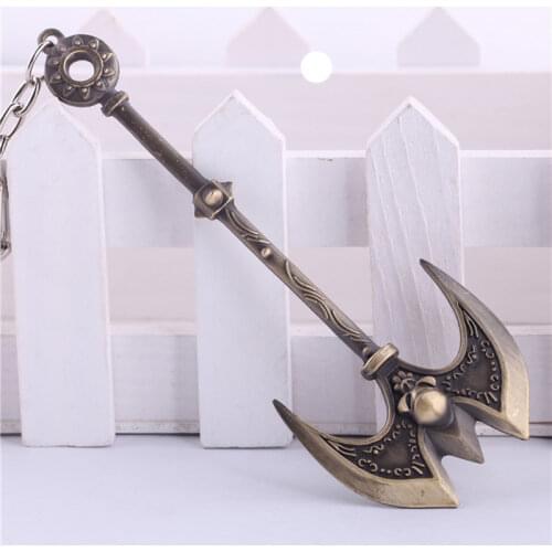 League of Legendes Sion Weapon Model Keychain for Men Vintage LOL 12cm Metal Key Ring Fans Collectible Jewelry Gifts