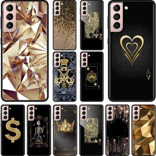 Ace Of Diamonds In Gold Art Phone Case for Galaxy S20 FE S10 S9 Plus S10e Fundas Protective Cover for Samsung S21 Ultra Shell
