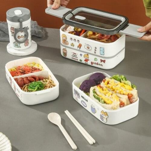 Diy Double-layer Lunch Box Office Worker Student Japanese Lightweight Microwave Heating Box Salad Meat Food Storage