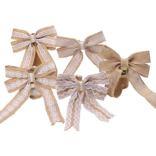 Jute lace Dovetail Christmas Bow, European And American DIY Wedding Home Decoration Burlap Multiple Styles