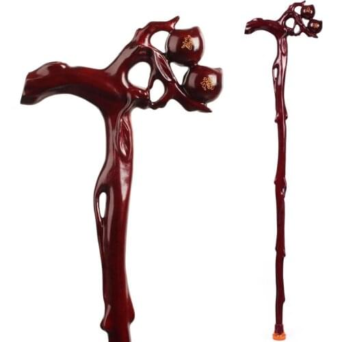 Filial piety elderly Old crutches leading elderly wood mahogany old longevity peach cane