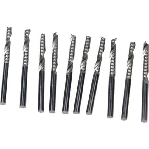 New 10PCS 3.175 X 22mm Single flute carbide Engraving CNC router Spiral bit Tool Cutting Acrylic Pvc Wood