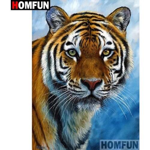 HOMFUN Diy Full Square Round Drill 5D Diamond Painting Cross Stitch Diamond Embroidery "Animal tiger" Home Decor Gift A09145
