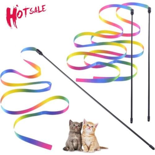 Cat Toys Cute Funny Colorful Rod Teaser Wand Plastic Pet Toys for Cats Interactive Stick Pet Teaser Cat Supplies pet supplies