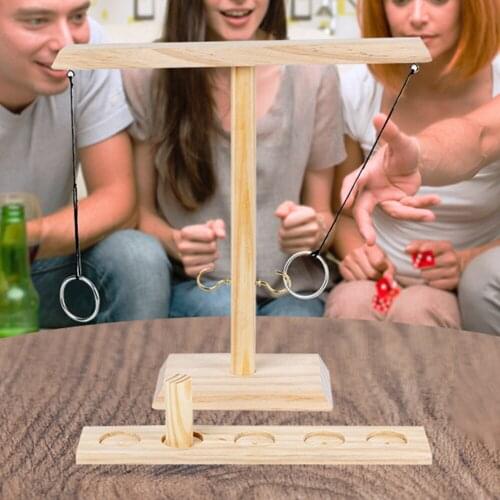 Party Bar Drink Interactive Toy Gathering Games Ring Toss Hook with Shot Ladder Bundle Wooden Loop Cultivate Relationship Toys