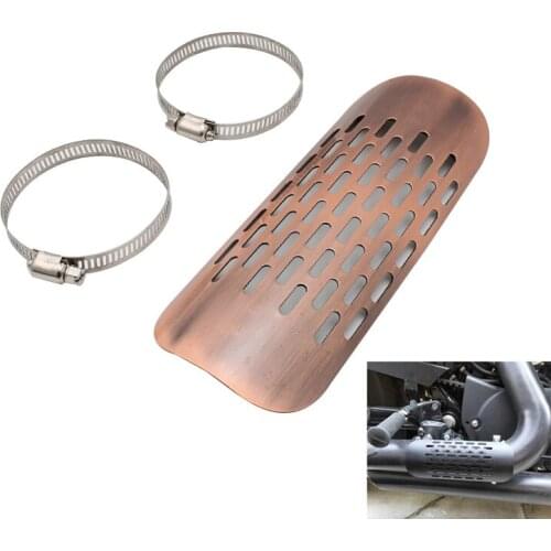 Bronze Color Motorcycle Curved Exhaust Muffler Pipe Heat Shield Cover Guard Protector Universal for Honda Harley