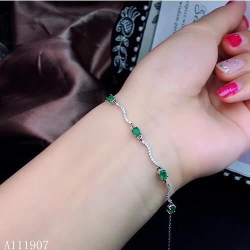 KJJEAXCMY boutique jewelry 925 sterling silver inlaid natural emerald womens bracelet support detection luxury new cvbn ase
