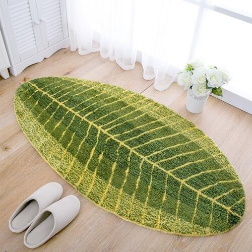 Leaf Shape Green Microfiber Carpet Absorbent Anti-slip Vacuum Pad Kitchen Mat Door Bathroom Floor Mats