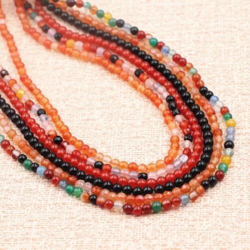 Tiny Necklace Statement Womem Natural Agates Stone Beads Short Chain Necklaces Onyx Beads Ethnic Choker Clavicle Jewelry 16"A958