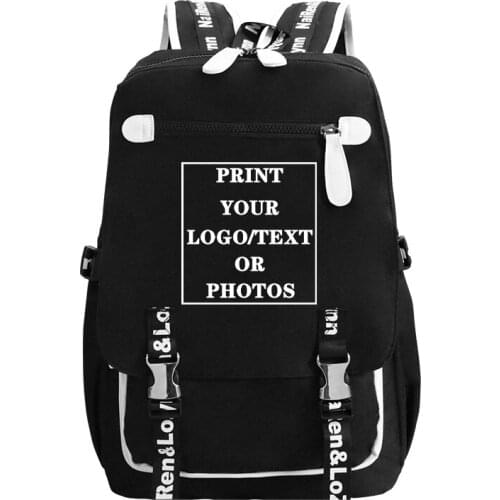 Men/Women Fashion Schoolbags Customize Your Logo Name Image Backpack Boys Girls Casual Schoolbag Students Travel Custom Backpack