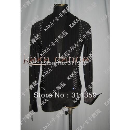 Man suit 100% New shine stones Competition Mans latin shirt-KAKA-M067-Custom made size