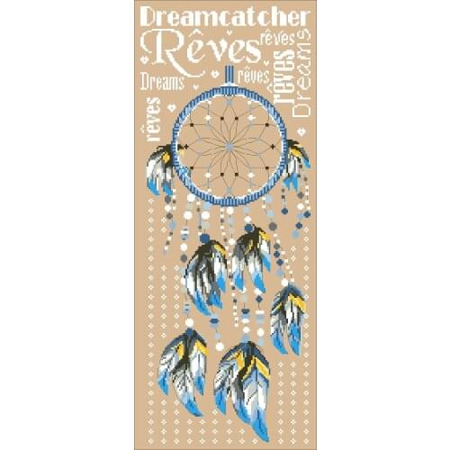 Dreamcatcher cross stitch kit cartoon feather character word design 14ct 11ct linen flaxen canvas embroidery DIY needlework
