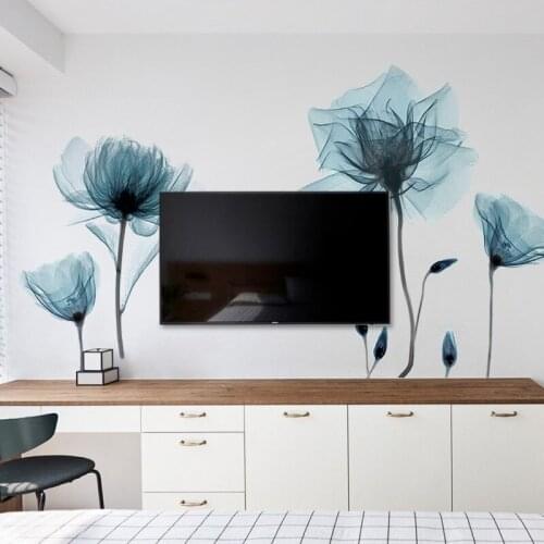 Lotus Wall Stickers Flowers Home Living Room TV Background Wall Decals Teenager Bedroom Decor Wallpaper DIY Room Decoration Art