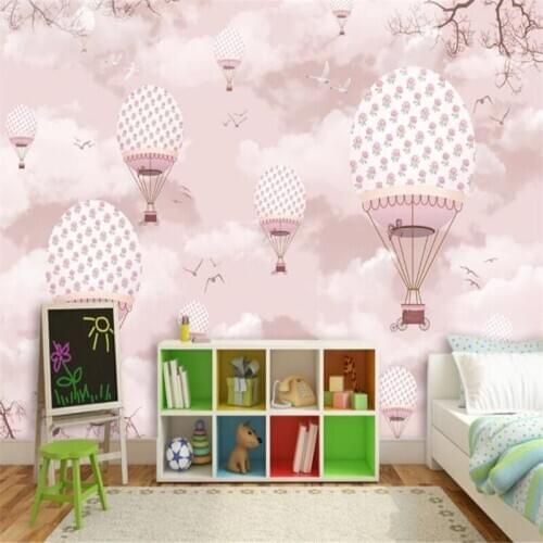 Custom Mural Wallpaper Cartoon Hot Air Balloon Background Wall Painting