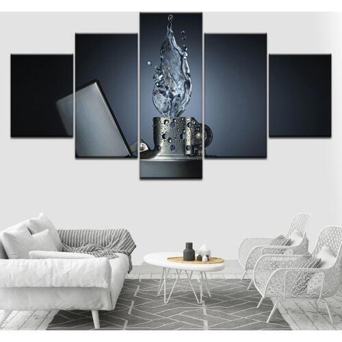 Water splash effect 5 Piece Wallpapers Art Canvas Print modern Poster Modular art painting for Living Room Home Decor