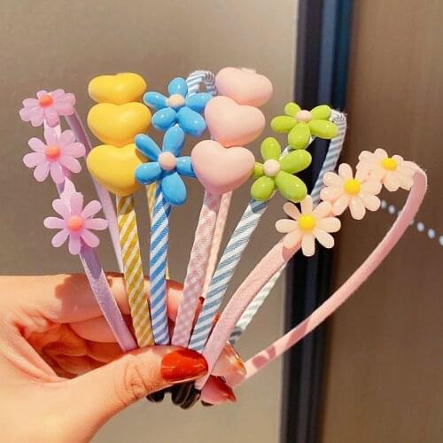 Girl Candy Color hair hoop Cartoon Flower Heart Fabric Hairbands Kid Hair Hoops Headband Headwear Fashion Child Hair Accessories