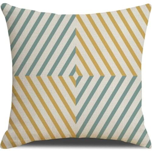 Geometric Linen Throw Pillow Cover 45*45 Print Cushion Cover Decorative Home Decor Square Living Room Pillowcase