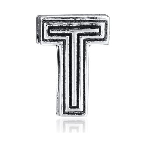 CKK Silver 925 Jewelry Letter T Clip Charm Fits Original Reflexions Bracelets Sterling Silver Beads